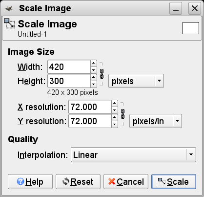 Scale Image dialogue