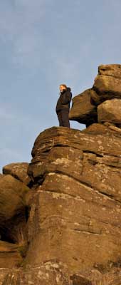 Paul on Baslow Edge, waiting for the right moment