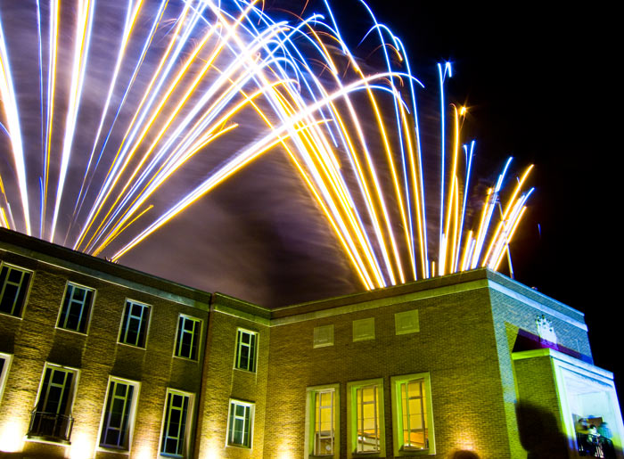Town Hall ablaze with colour.